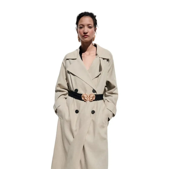 ZARA | Light Beige | LINEN BLEND BELTED TRENCH - Picture 7 of 11